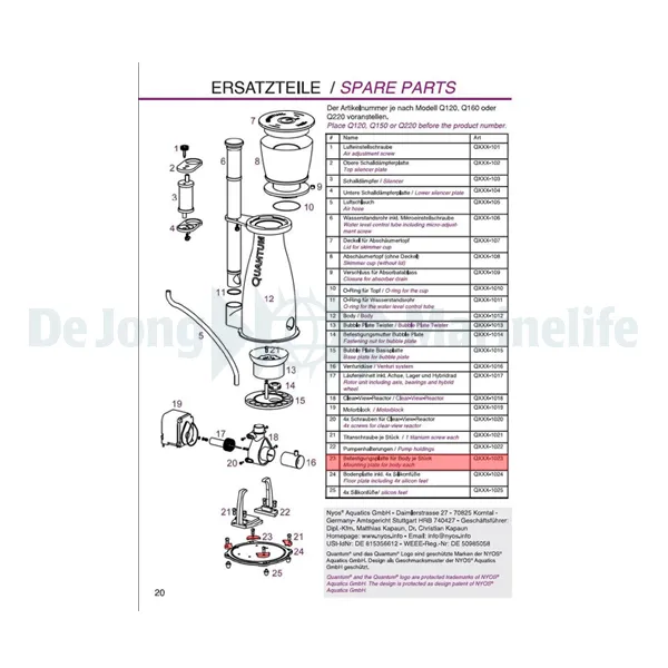 Mounting plate for body per piece for Q160 | S